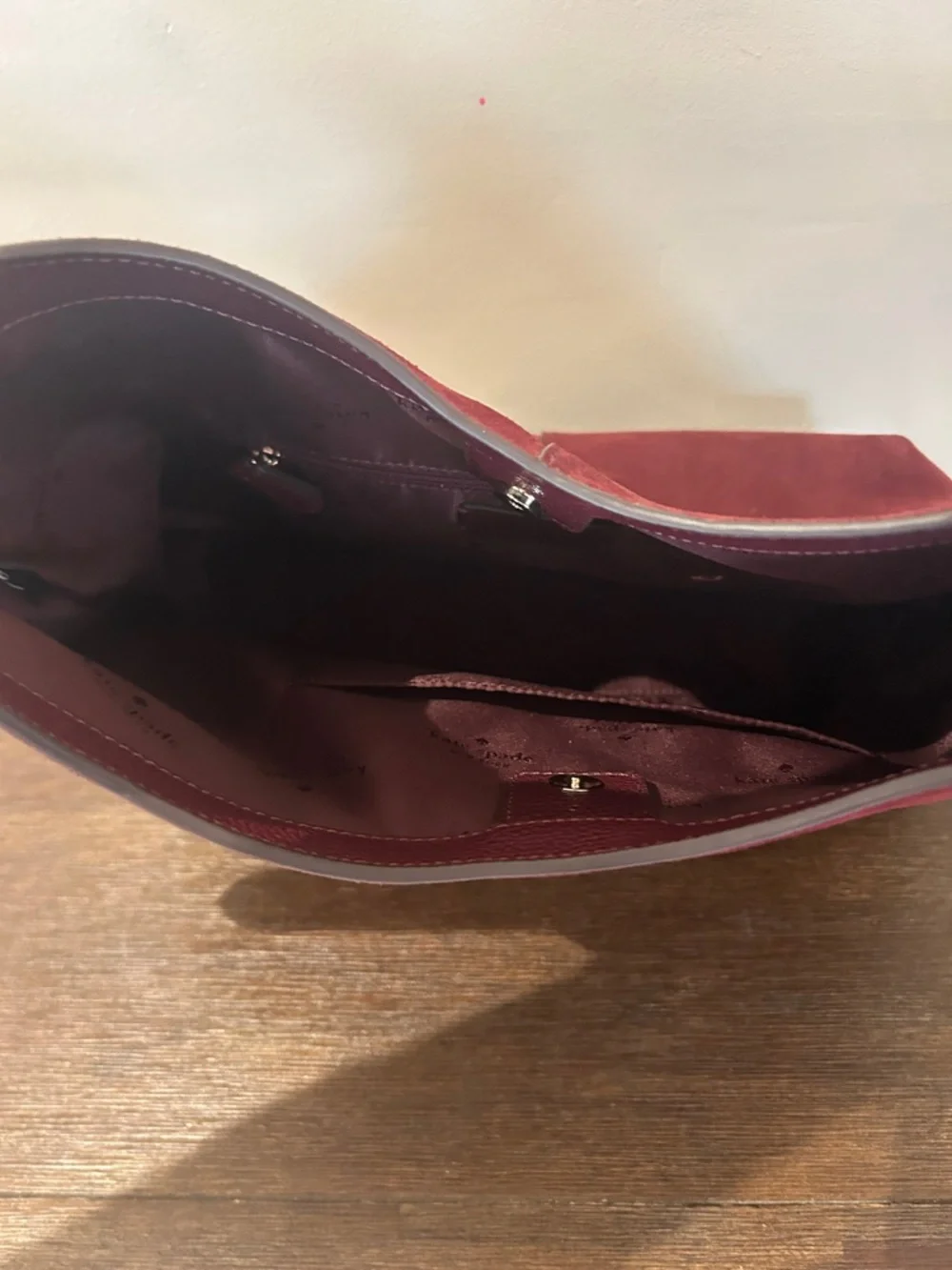 kate spade Suede Hobo Bag in Burgundy - Picture 3 of 3
